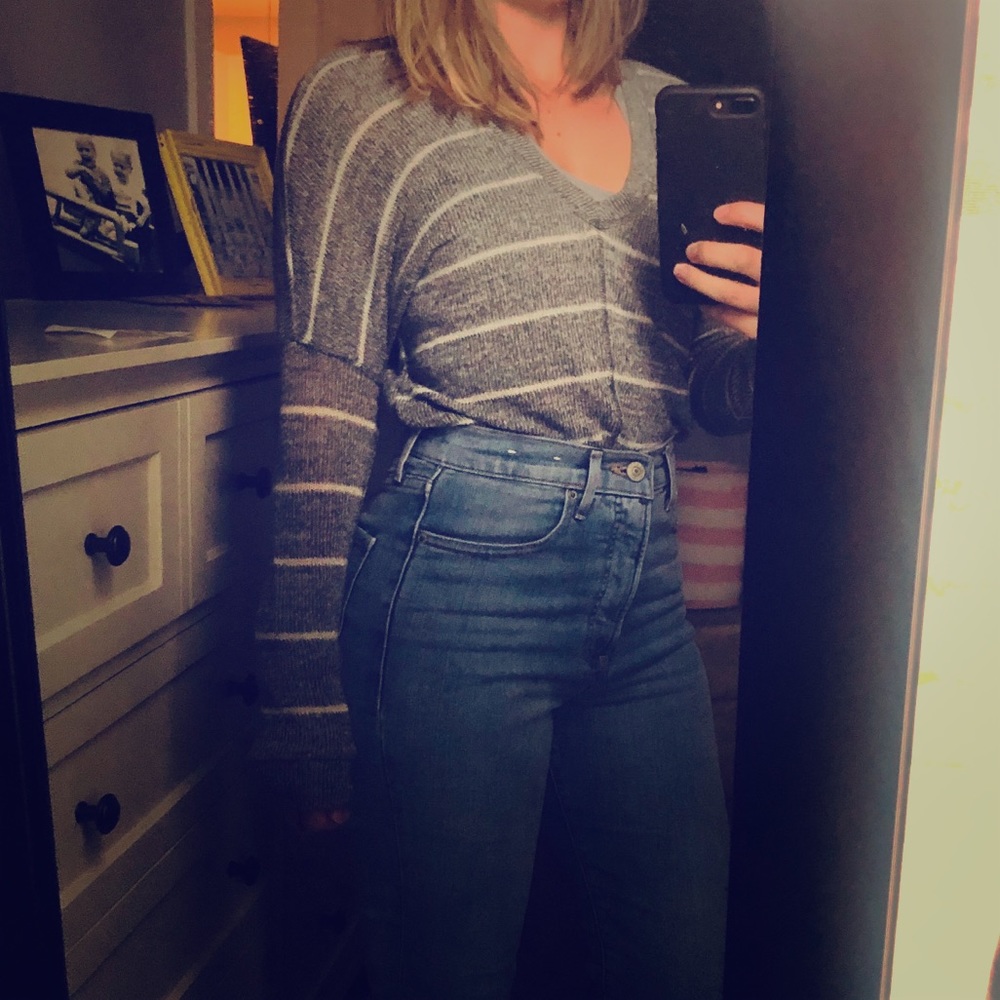 Grey Striped Sweater